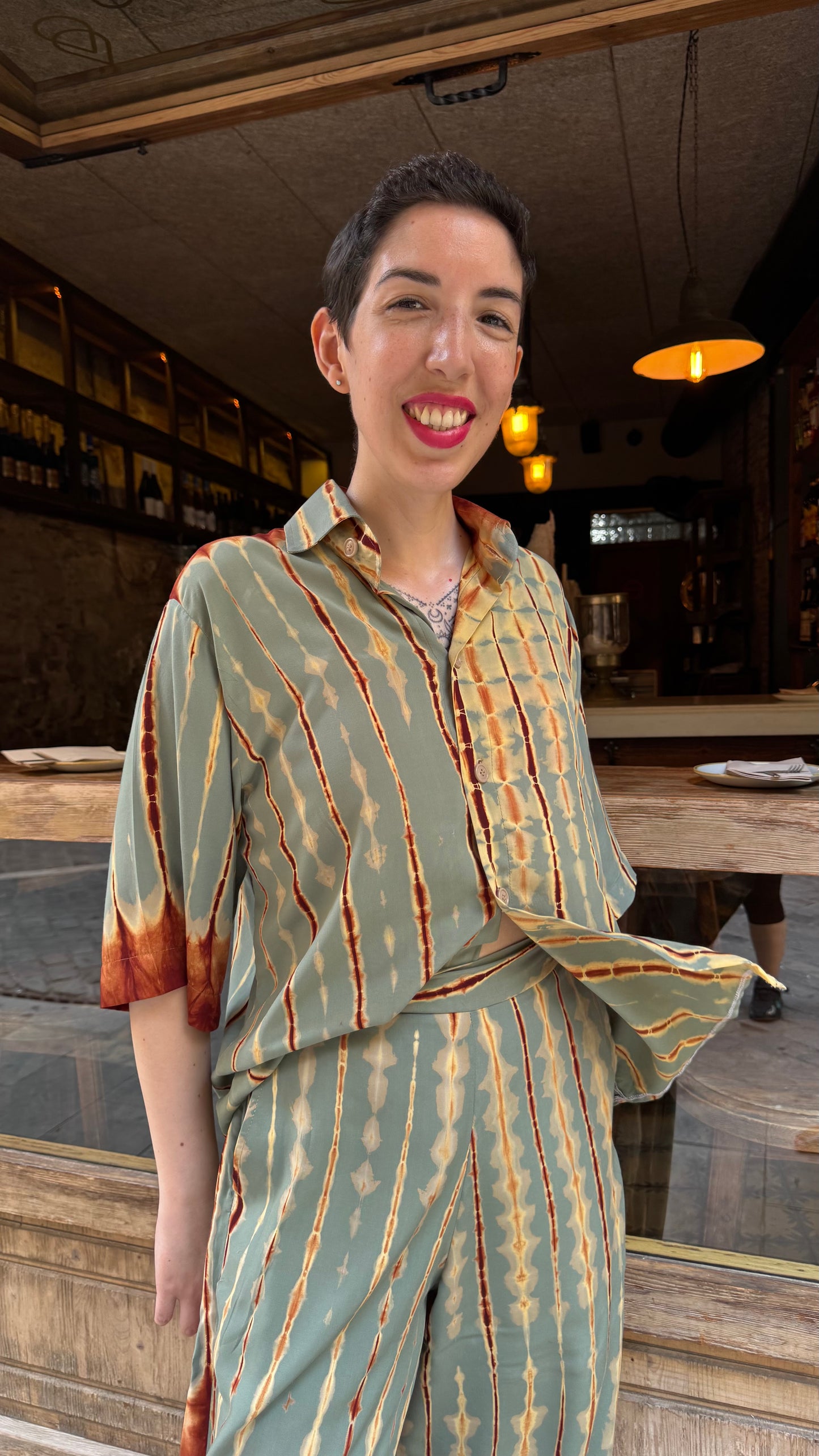 Maridadi Kijani udhurungi Shirt & Pant (conjunto)
