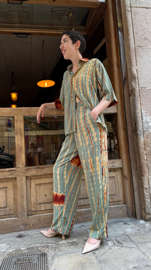 Maridadi Kijani udhurungi Shirt & Pant (conjunto)