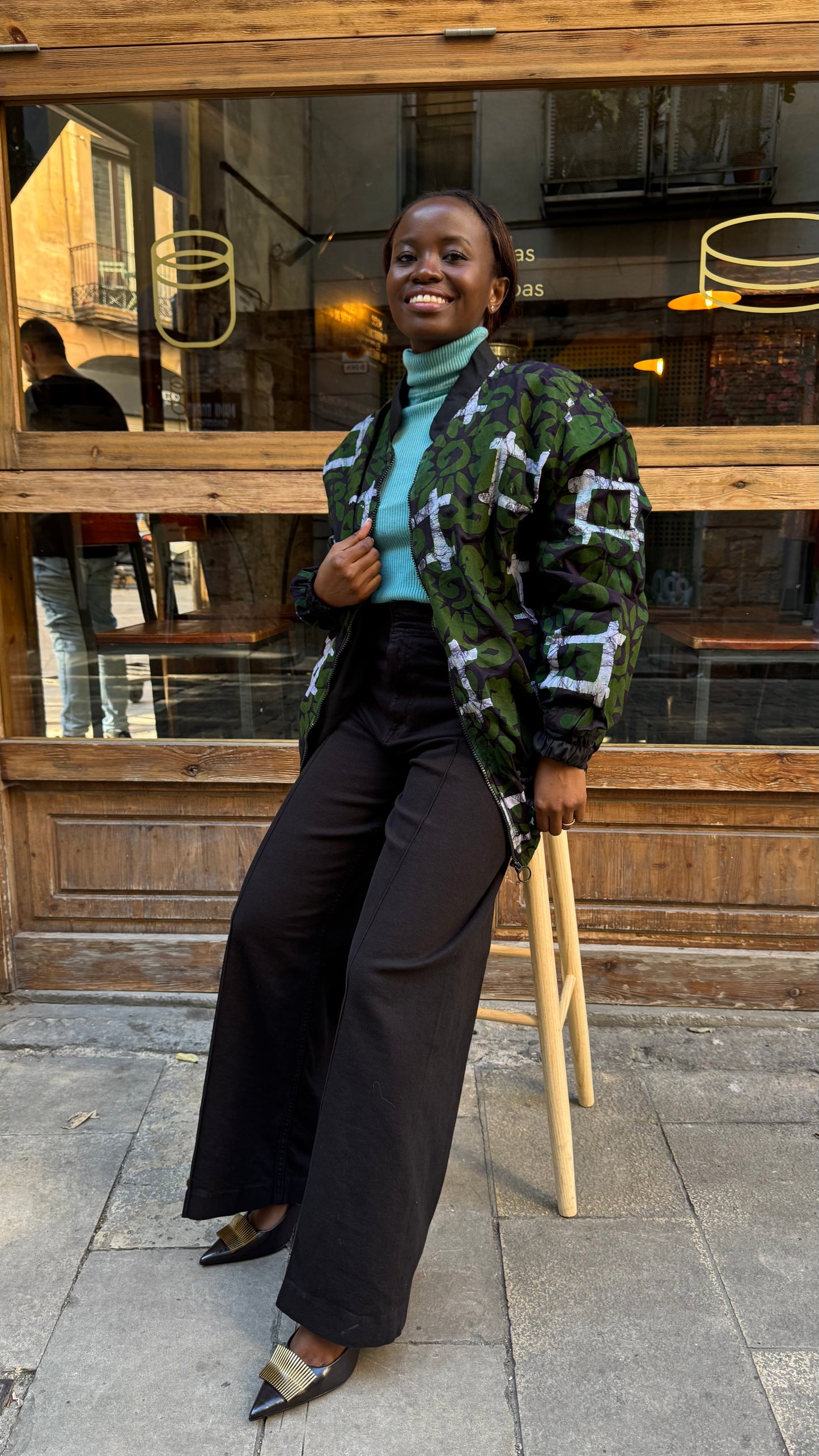 Kijani Nyeupe Boksi Jacket