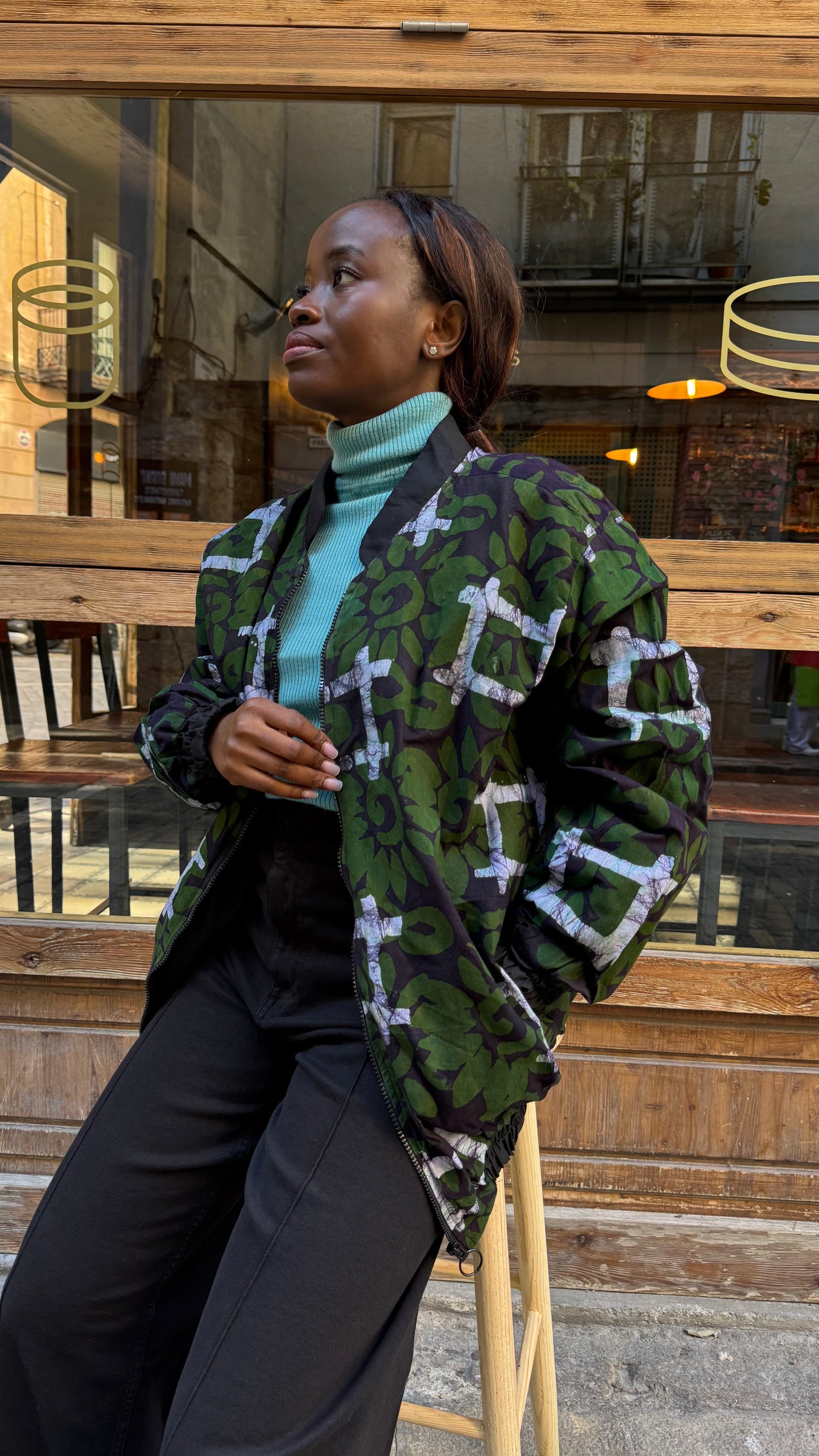 Kijani Nyeupe Boksi Jacket